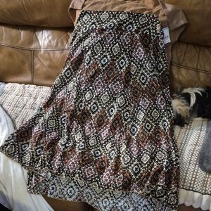 Laura Scott Geometric Diamond Print Maxi Skirt - Brown Multi